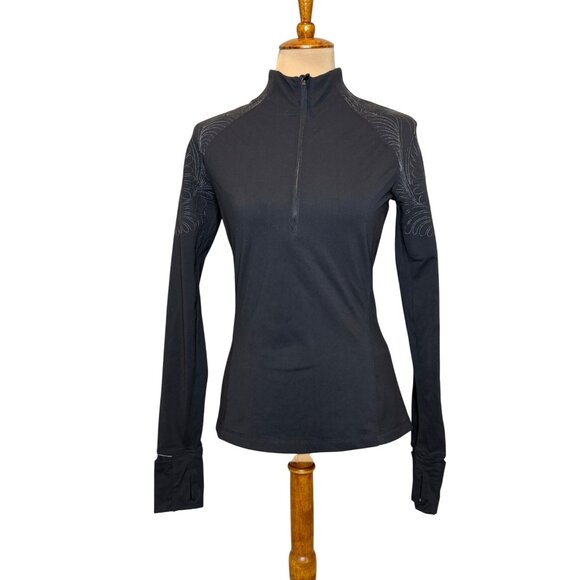 Lululemon Toasty Tech Black Long-Sleeve Half-Zip Pullover Shirt With Silver Acce - Picture 1 of 6